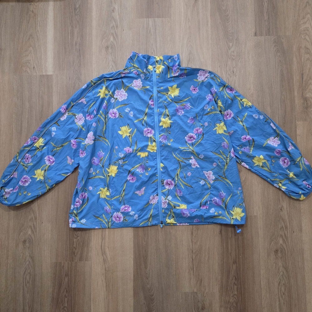 Fabletics Oversized Flyweight Windbreaker Jacket 3X Floral Athleisure Gorpcore - Picture 2 of 11